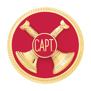 Blackinton A2816-DE Captain Hat Badge w/ Two Crossed Horns & Enamel Background