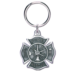 1 Sided Maltese Shaped Fire Fighter Key Chain