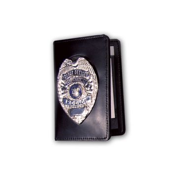 Perfect Fit Duty Leather Book Style Case-Outside Badge Mount & Double ID  