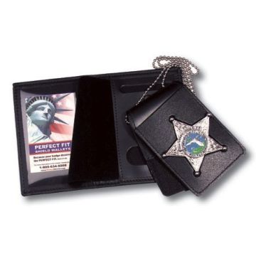 Perfect Fit 4 in 1 Dress Leather Single ID Badge Case & 30” Chain