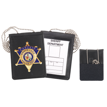 Strong Recessed Badge & ID Neck Holder w/ Chain 