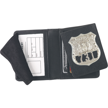 Strong Side Open Flip-out Badge Case - Dress Leather w/ Embossing