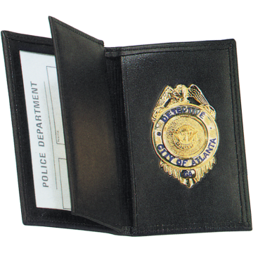 Strong Side Open Double ID Badge Case - Dress Leather w/ Embossing  