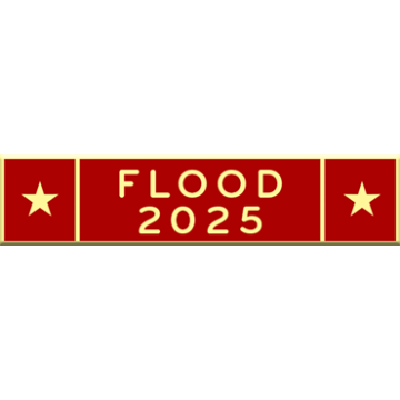 Blackinton A13289 Three section recognition bar with Stars and Flood 2025 (1-3/8" x 5/16")