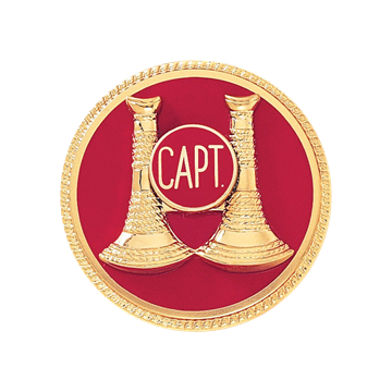 Blackinton A6197-DE Captain Hat Badge w/ Two Vertical Horns & Enamel Background
