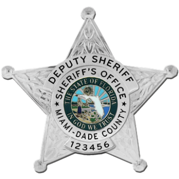Blackinton B4030-A - Miami Dade County Deputy Sheriff 5 Point Star Badge (2-1/2" x 2-3/4")