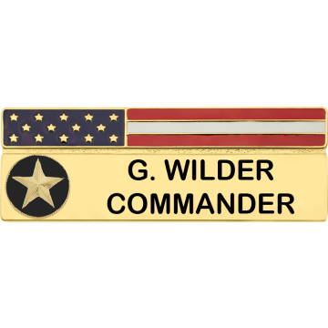 Smith & Warren C652S_2 USA Flag 2-Line Nameplate w/ Seal (2.5" x 0.875")
