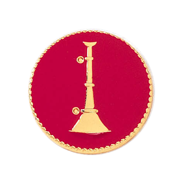 Blackinton J199 One Vertical Bugle on Red Background - GOLD (Pair)
