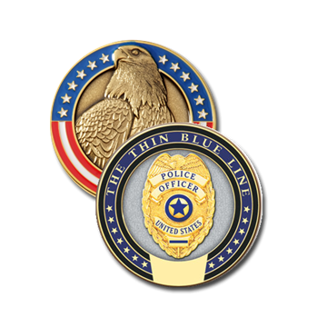 Blackinton Thin Blue Line Modeled Challenge Coin