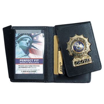 thumbnail image 2 of Perfect Fit Non-Recessed Universal Badge Holder - Leather Snap Closure For Police, Security, ID 2 of 10