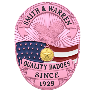 Smith & Warren S642 Pink Breast Cancer Awareness Oval Badge w/ United States Flag