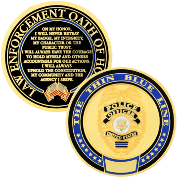 Thin Blue Line Police Challenge Coin
